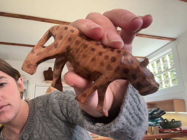 Wood Cheetah Figurine