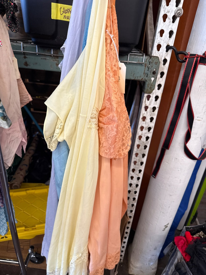 1 yellow, 1 blue, 1 purple, 3 orange  Slip dress