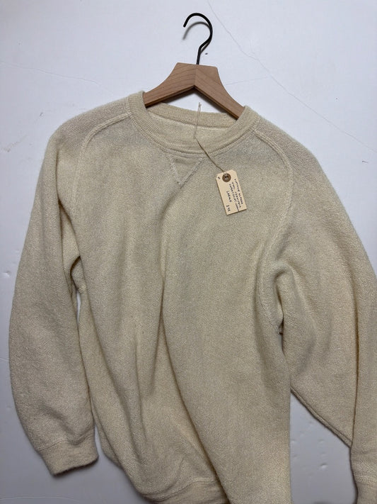 Cream Vintage Vintage alpaca wool crewneck sweatshirt- cream, L