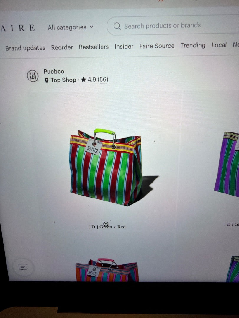 Red/green Puebco Recycled stripe square bag