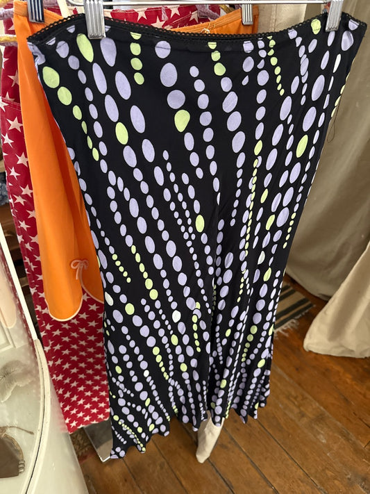 Black purple green ELL jay 90s polka dot skirt