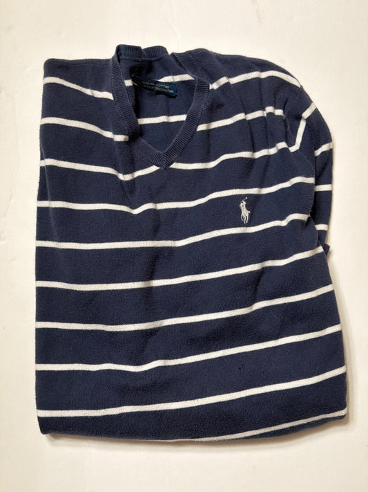 Blue Ralph Lauren Vintage Ralph Lauren v neck blue and white striped sweater, M