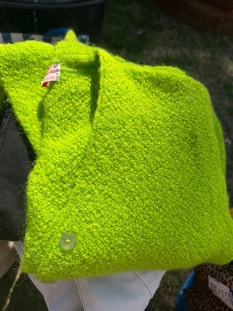 Neon green 50’s mohair cardigan