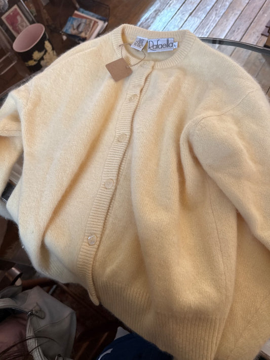 Yellow Rafaella Angora butter yellow cardigan