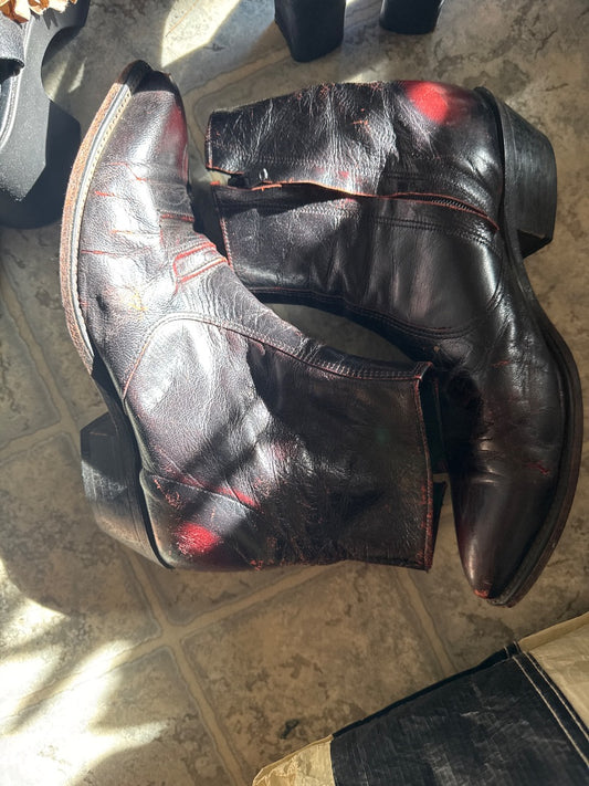Vtg red tone cowboy ankle boot