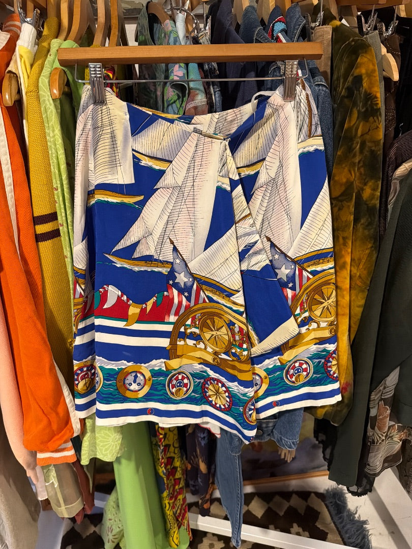 Silk nautical skirt