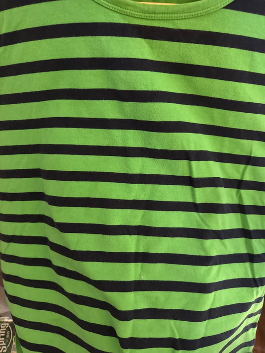 Green and navy striped long sleeve