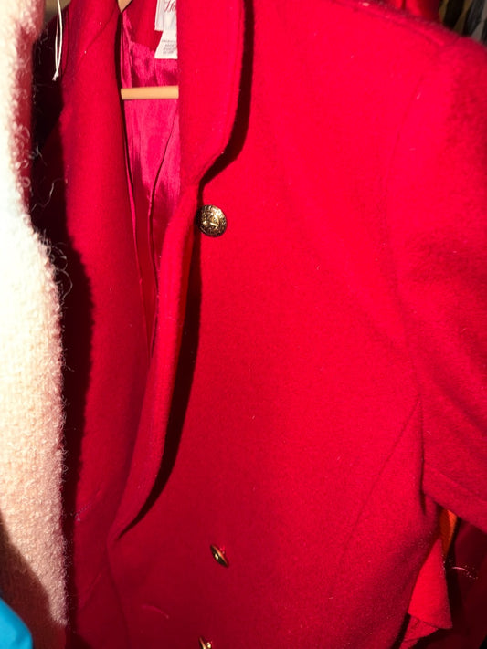 Red wool pea coat