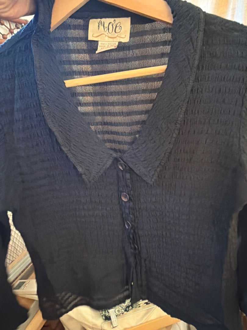 Black sheer striped blouse