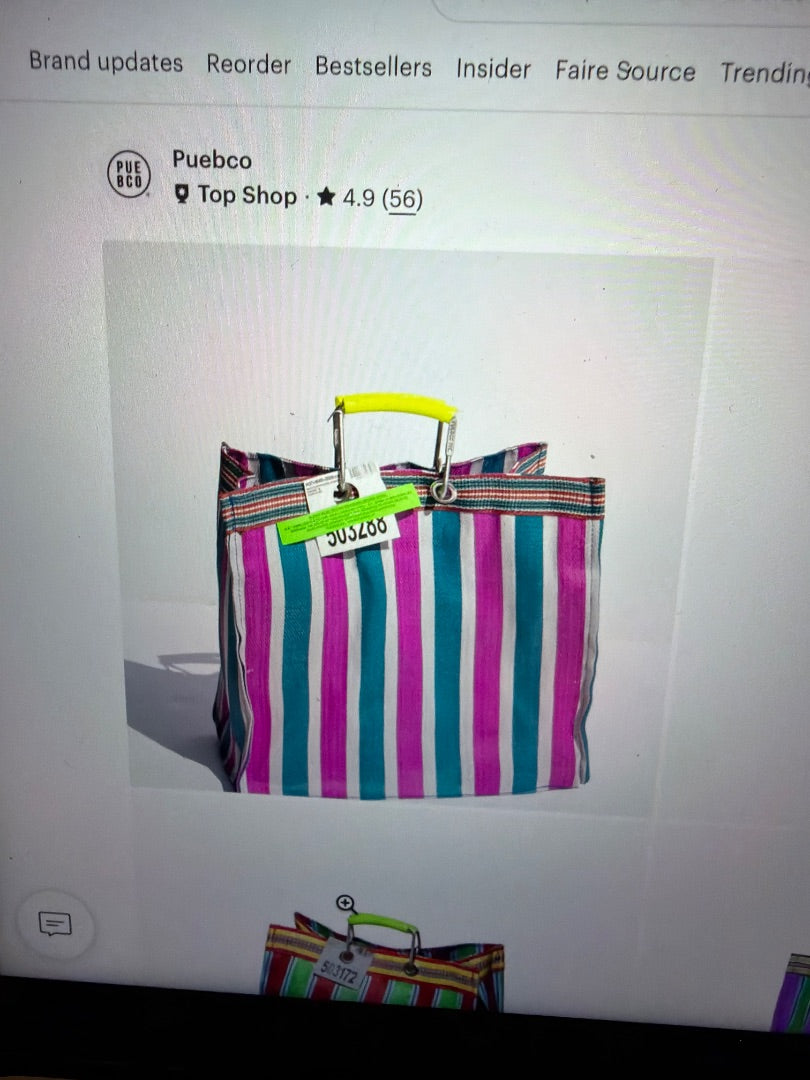 Pink stripe Puebco Recycled stripe square bag