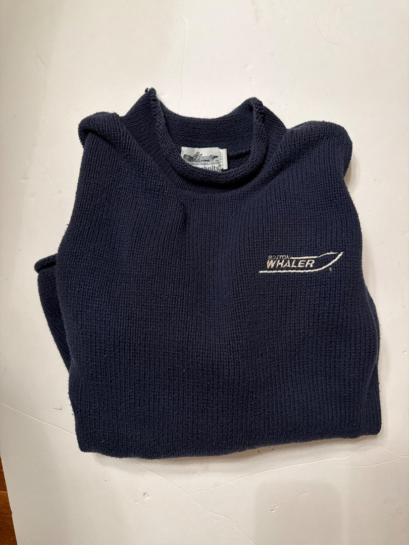 Navy WhalerKnits Vintage Boston Whaler Whalerknits Navy Rollneck Sweater, Large