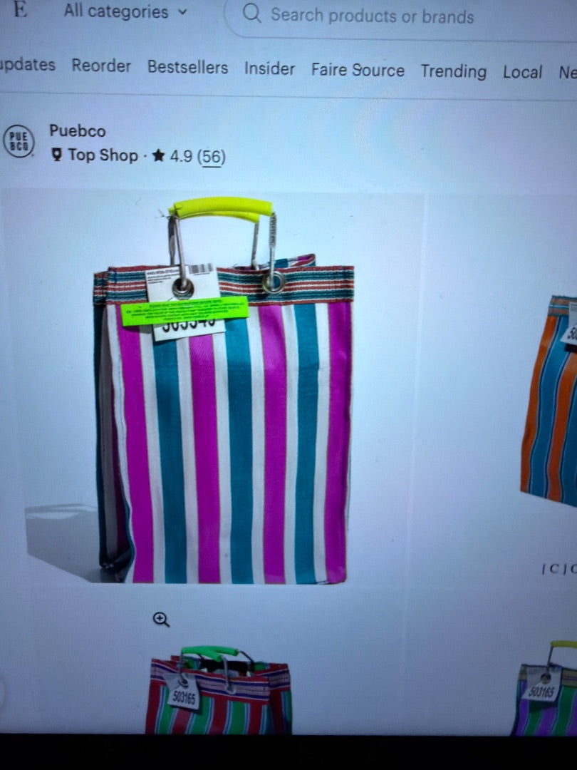 Pink Puebco Recycled stripe rectangle bag