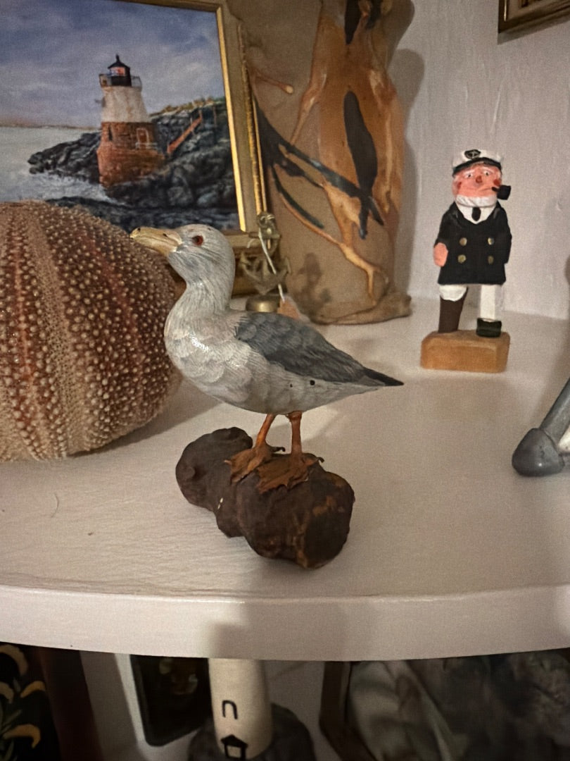Painted Seagull on a log