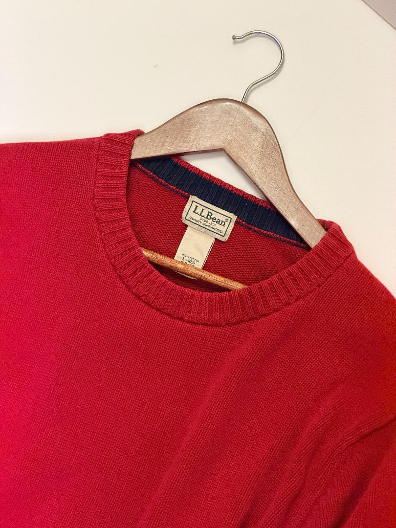 Red LL Bean Vintage LL Bean Crewneck Cotton Sweater, L