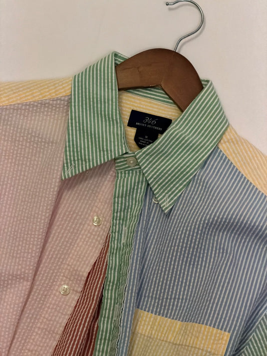 Multi Brooks Brothers 2000s Brooks Brothers "346" Seersucker Fun Shirt Short-Sleeved, M