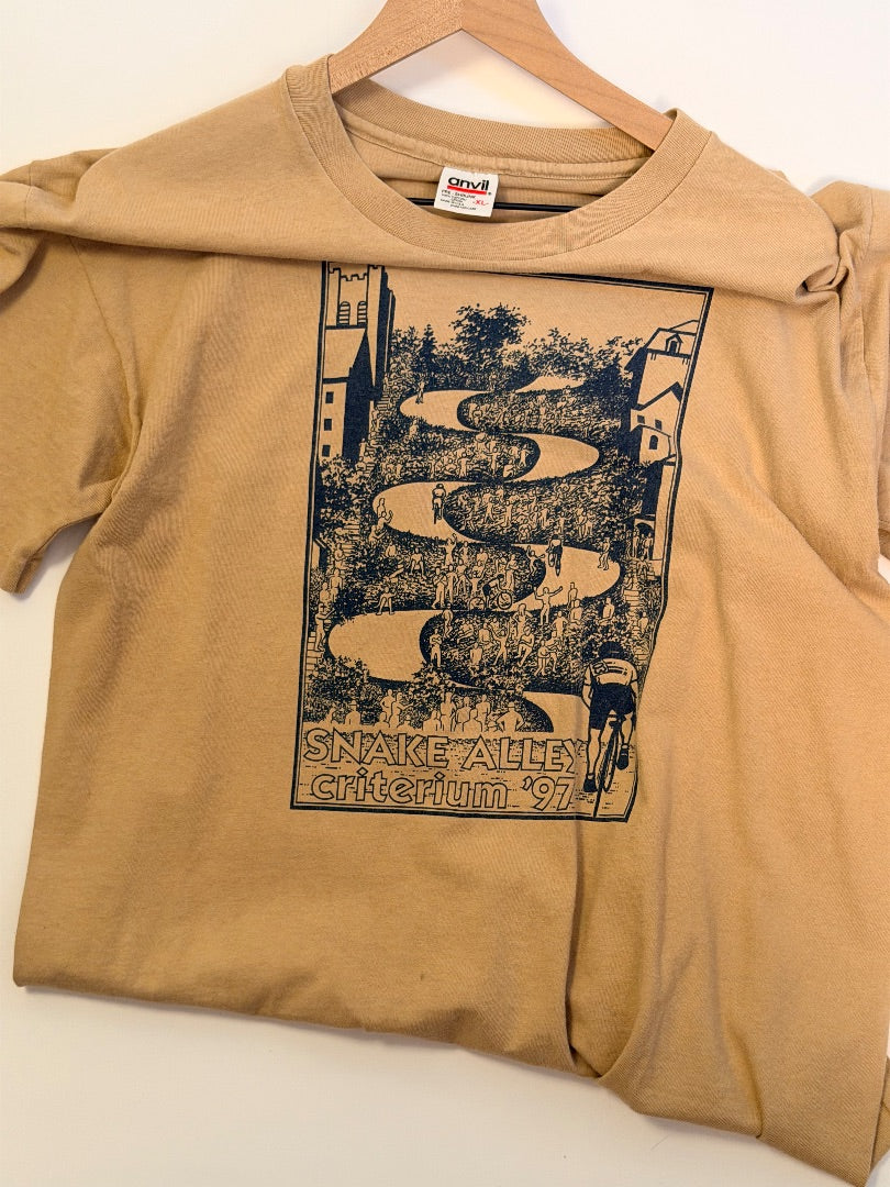 Tan Vintage Snake Alley Criterium '97 Vintage T-Shirt, XL