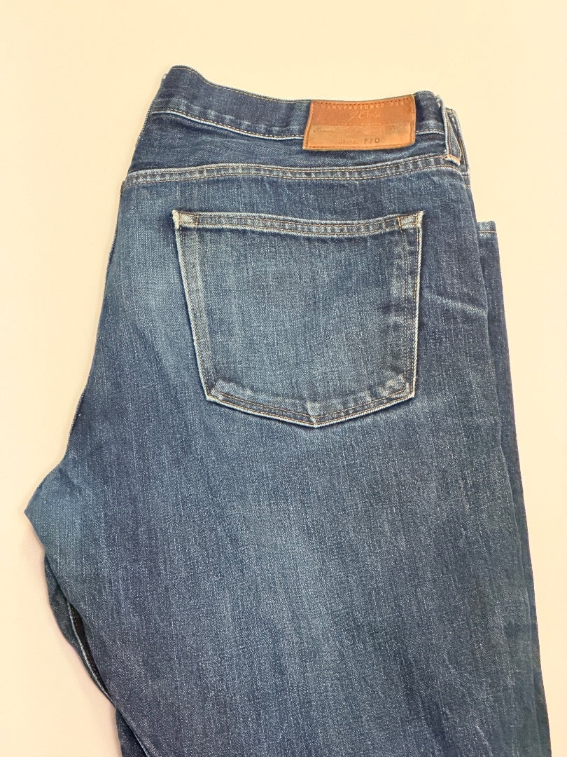 Blue J Crew J Crew 770 Raw Denim Dark Wash 34x32, 34x32