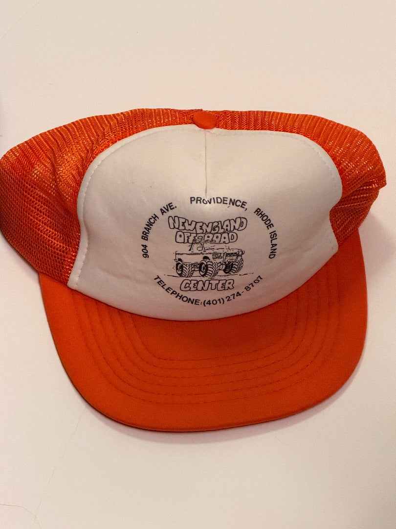Orange and White Vintage Vintage New England Off Road Trucker Hat Orange, os