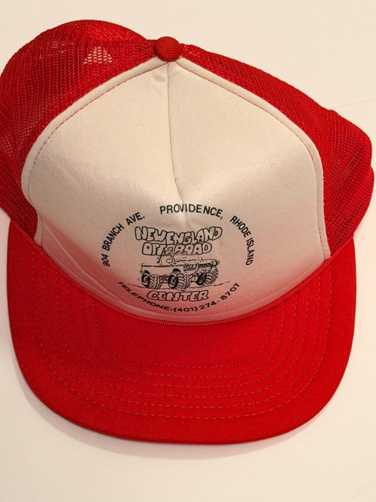 White & Red Vintage Vintage New England Off-Road Center Hat, OS