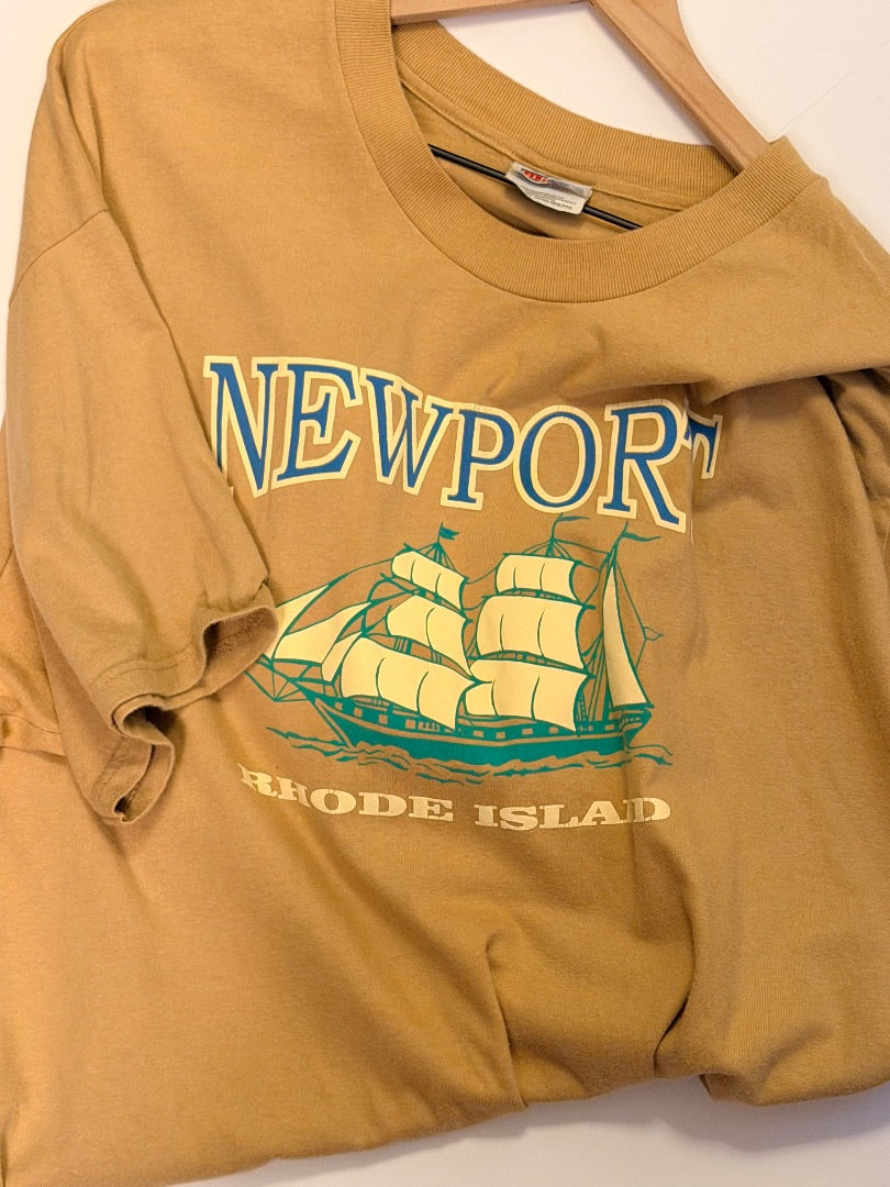 Tan Vintage Vintage Newport Tall Ships T-Shirt, XXL