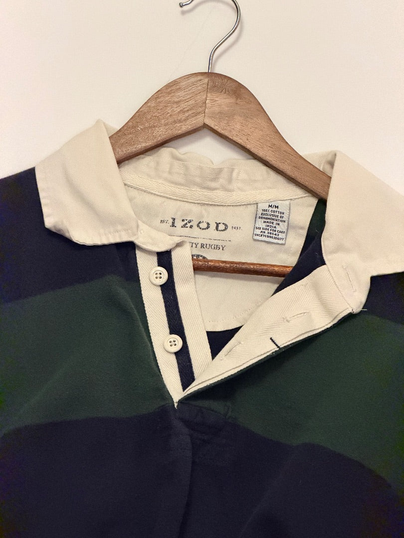 Blue & Green Izod Izod Striped Rugby Shirt, M