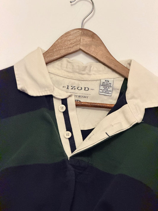 Blue & Green Izod Izod Striped Rugby Shirt, M