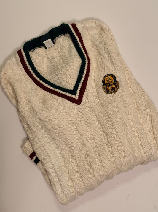 White Vintage Vintage Tennis Hall of Fame Cricket Sweater, XL